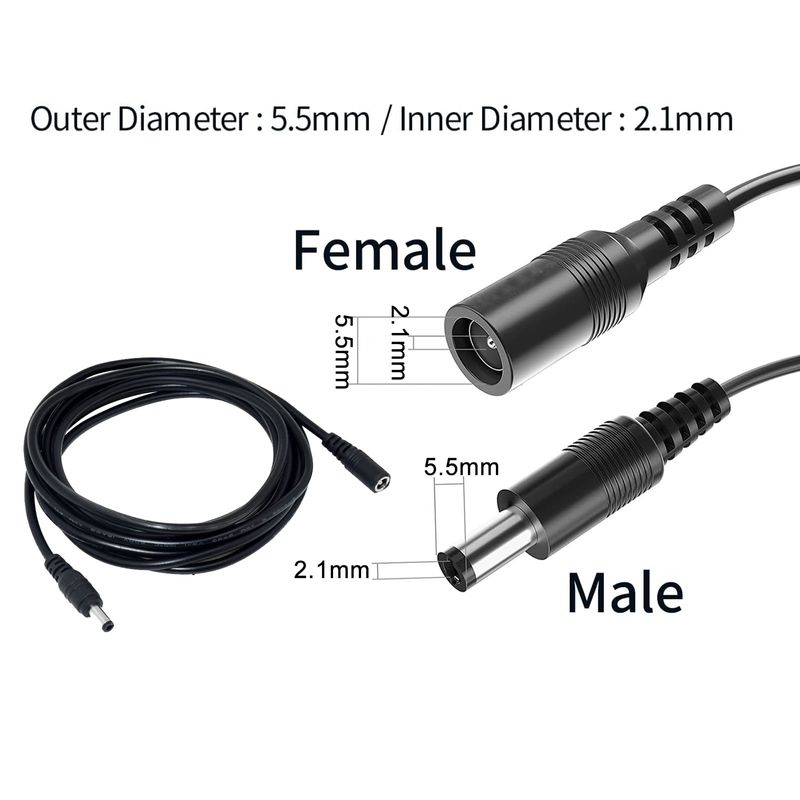 Casa si Gradina - Electrice - Smart Home - Accesorii control acces si supraveghere - Cablu de Alimentare, Extensie Mufata de 1.5m MRG M1168, Mufa 5.5mm, Negru - Infinity.ro