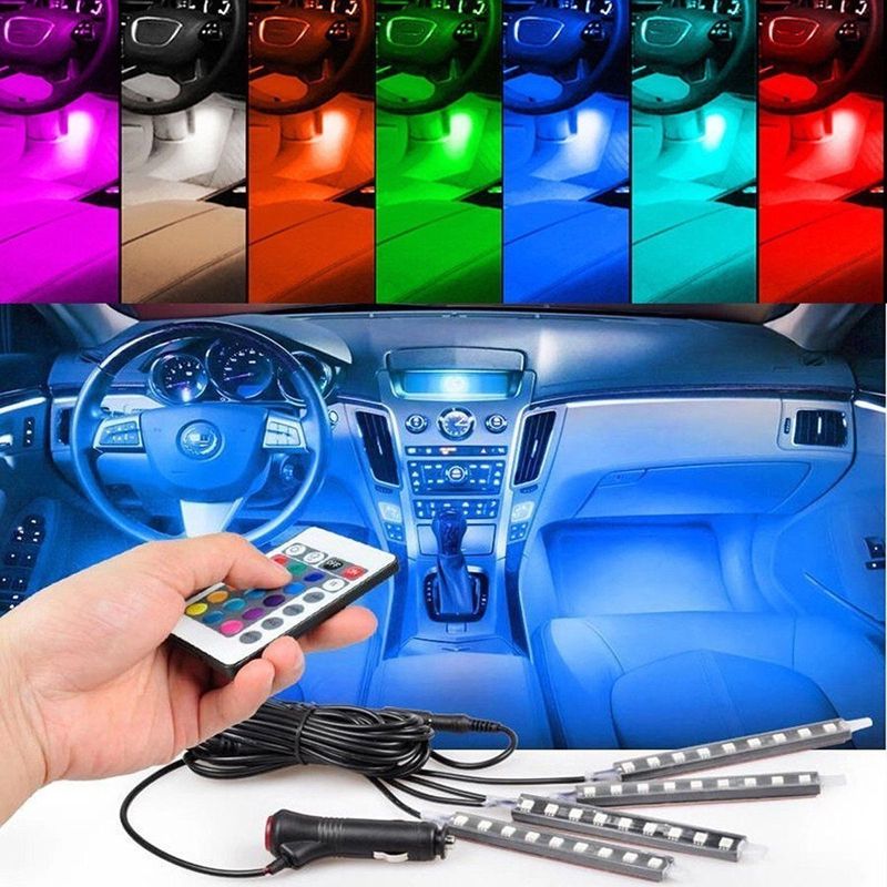 Auto si Moto - Electrice auto - Iluminare si semnalizare - Lumini ambientale - Set Lumina Ambientala Auto MRG M840, Led RGB, Telecomanda, 9 Led - Infinity.ro