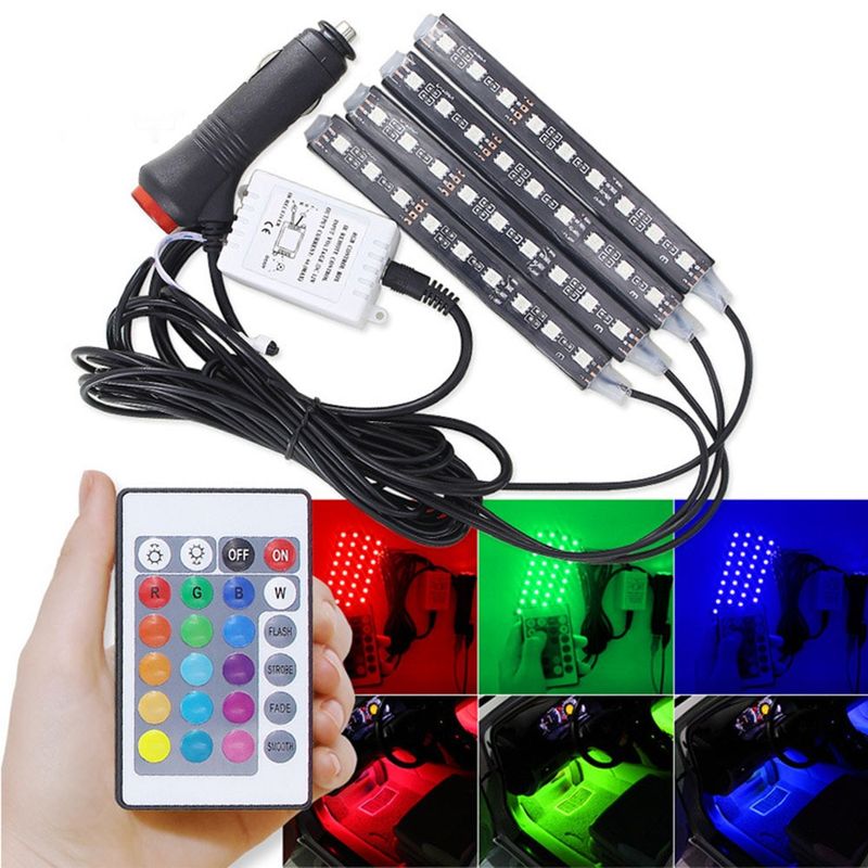 Auto si Moto - Electrice auto - Iluminare si semnalizare - Lumini ambientale - Set Lumina Ambientala Auto MRG M840, Led RGB, Telecomanda, 9 Led - Infinity.ro
