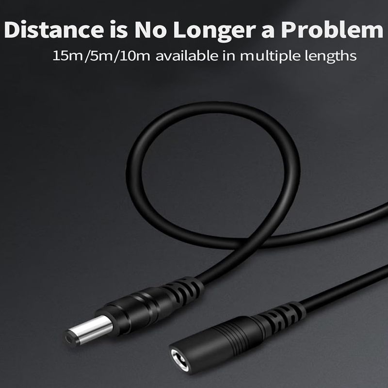 Casa si Gradina - Electrice - Smart Home - Accesorii control acces si supraveghere - Cablu de Alimentare, Extensie Mufata de 30m MRG M1168, Mufa 5.5mm, Negru - Infinity.ro