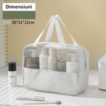 Ingrijire personala si Cosmetice - Machiaj - Portfarduri si genti cosmetice - Geanta cosmetice flippy, pentru voiaj sau organizare, material pvc/textil, impermeabila, portabila, 30x12x21 cm, alb - Infinity.ro