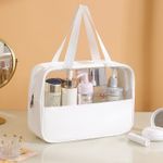 Ingrijire personala si Cosmetice - Machiaj - Portfarduri si genti cosmetice - Geanta cosmetice flippy, pentru voiaj sau organizare, material pvc/textil, impermeabila, portabila, 30x12x21 cm, alb - Infinity.ro