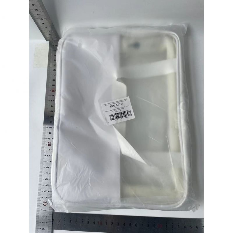 Ingrijire personala si Cosmetice - Machiaj - Portfarduri si genti cosmetice - Geanta cosmetice flippy, pentru voiaj sau organizare, material pvc/textil, impermeabila, portabila, 30x12x21 cm, alb - Infinity.ro