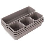 Casa si Gradina - Mobilier - Organizare si depozitare - Cutii depozitare - Set 8 cutii depozitare, pentru sertar, cosmetice, ustensile bucatarie, textile, plastic, gri, flippy, 23.5 x 16 cm - Infinity.ro