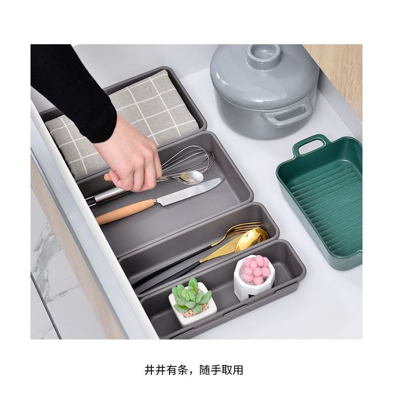 Casa si Gradina - Mobilier - Organizare si depozitare - Cutii depozitare - Set 8 cutii depozitare, pentru sertar, cosmetice, ustensile bucatarie, textile, plastic, gri, flippy, 23.5 x 16 cm - Infinity.ro