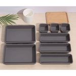 Casa si Gradina - Mobilier - Organizare si depozitare - Cutii depozitare - Set 8 cutii depozitare, pentru sertar, cosmetice, ustensile bucatarie, textile, plastic, gri, flippy, 23.5 x 16 cm - Infinity.ro