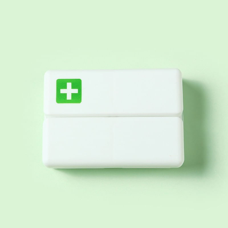 Casa si Gradina - Mobilier - Organizare si depozitare - Cutii depozitare - Cutie depozitare medicamente, 7 compartimente sigilate individual, pliabila, portabila, flippy, alb/verde - Infinity.ro