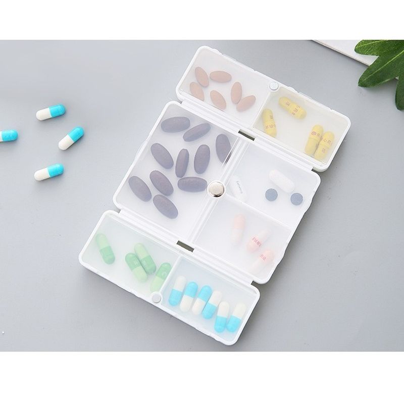 Casa si Gradina - Mobilier - Organizare si depozitare - Cutii depozitare - Cutie depozitare medicamente, 7 compartimente sigilate individual, pliabila, portabila, flippy, alb/verde - Infinity.ro