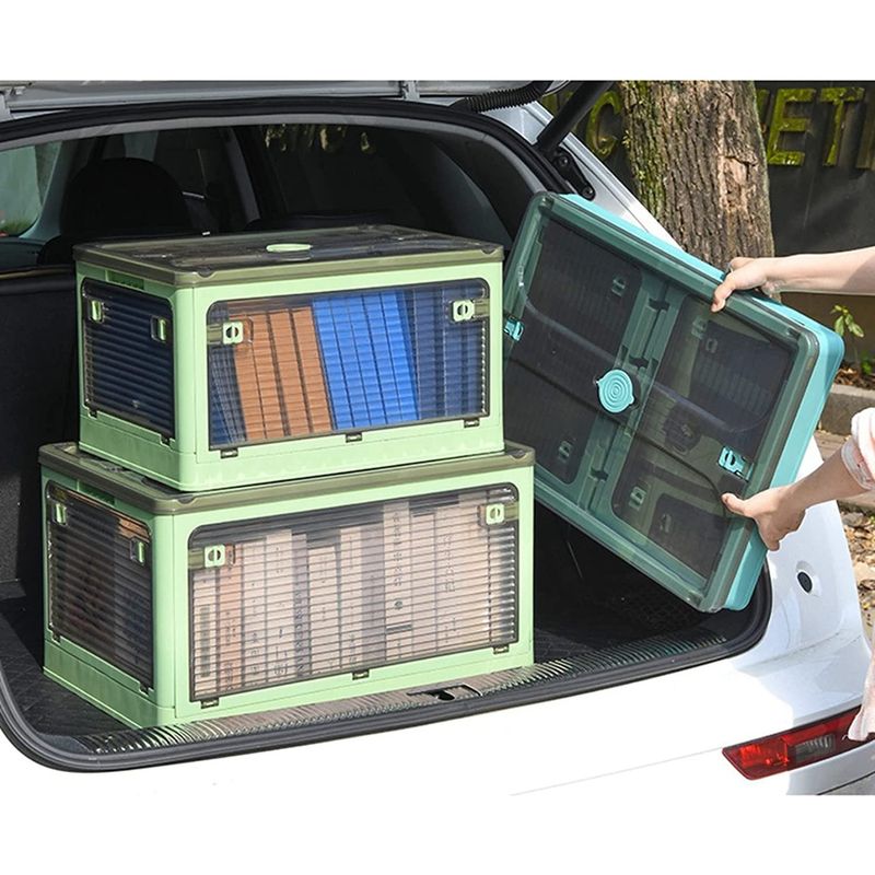 Casa si Gradina - Mobilier - Organizare si depozitare - Cutii depozitare - Cutie de depozitare pliabila, flippy, cu capac, 85 l, plastic, 60x42x34 cm, verde - Infinity.ro