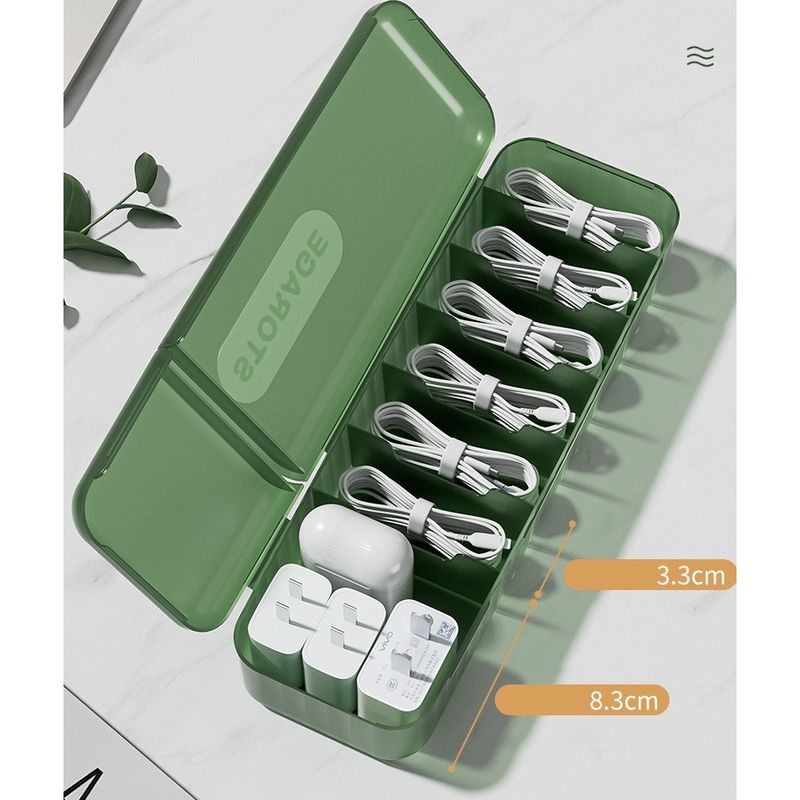 Casa si Gradina - Mobilier - Organizare si depozitare - Cutii depozitare - Cutie organizatoare pentru cabluri, flippy, din plastic, 28 x 9 x 6 cm, verde - Infinity.ro