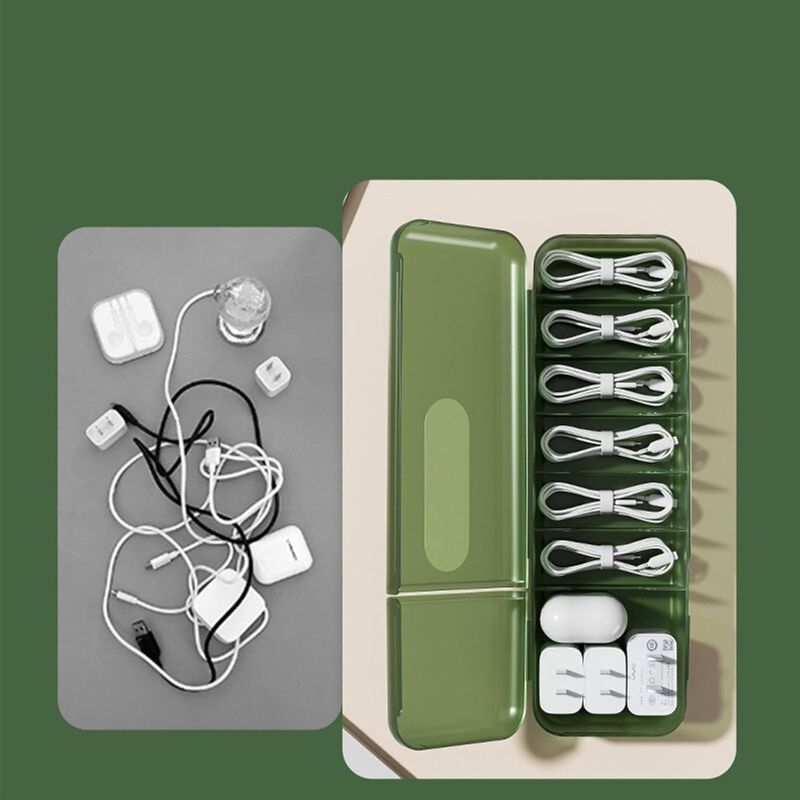 Casa si Gradina - Mobilier - Organizare si depozitare - Cutii depozitare - Cutie organizatoare pentru cabluri, flippy, din plastic, 28 x 9 x 6 cm, verde - Infinity.ro