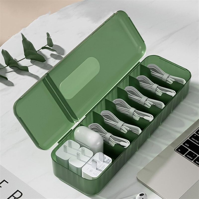 Casa si Gradina - Mobilier - Organizare si depozitare - Cutii depozitare - Cutie organizatoare pentru cabluri, flippy, din plastic, 28 x 9 x 6 cm, verde - Infinity.ro