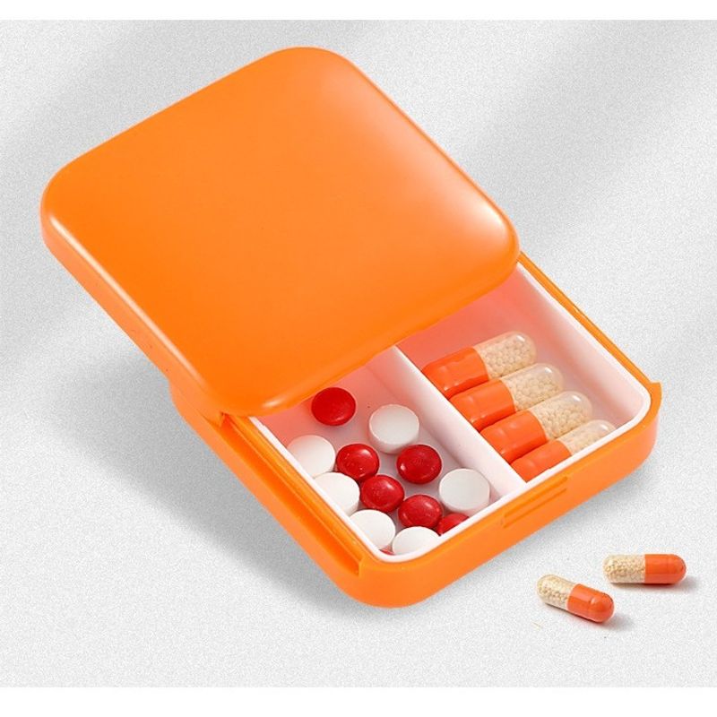 Casa si Gradina - Mobilier - Organizare si depozitare - Cutii depozitare - Cutie depozitare medicamente, 2 compartimente, glisanta, portocaliu, patrata, flippy, inchidere etans - Infinity.ro