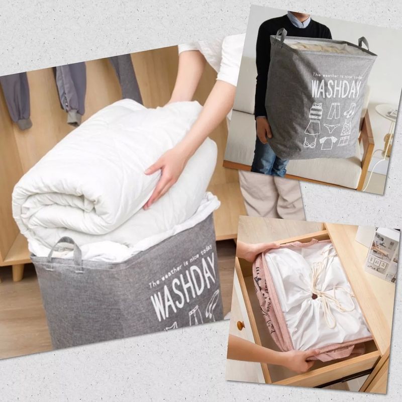 Casa si Gradina - Mobilier - Organizare si depozitare - Cutii depozitare - Cos depozitare, flippy, deschisa, 72 l, textil, 30x40x60 cm, gri, cu imprimeu - Infinity.ro