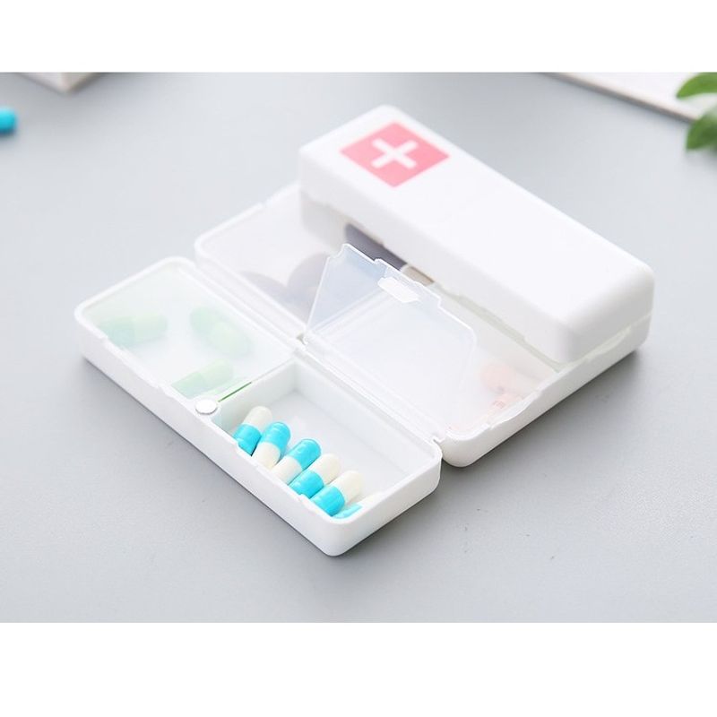 Ingrijire personala si Cosmetice - Sanatate si wellness - Aparate medicale - Accesorii medicale pentru recuperare si tratament - Cutie depozitare medicamente, 7 compartimente sigilate individual, pliabila, portabila, flippy, alb/rosu - Infinity.ro