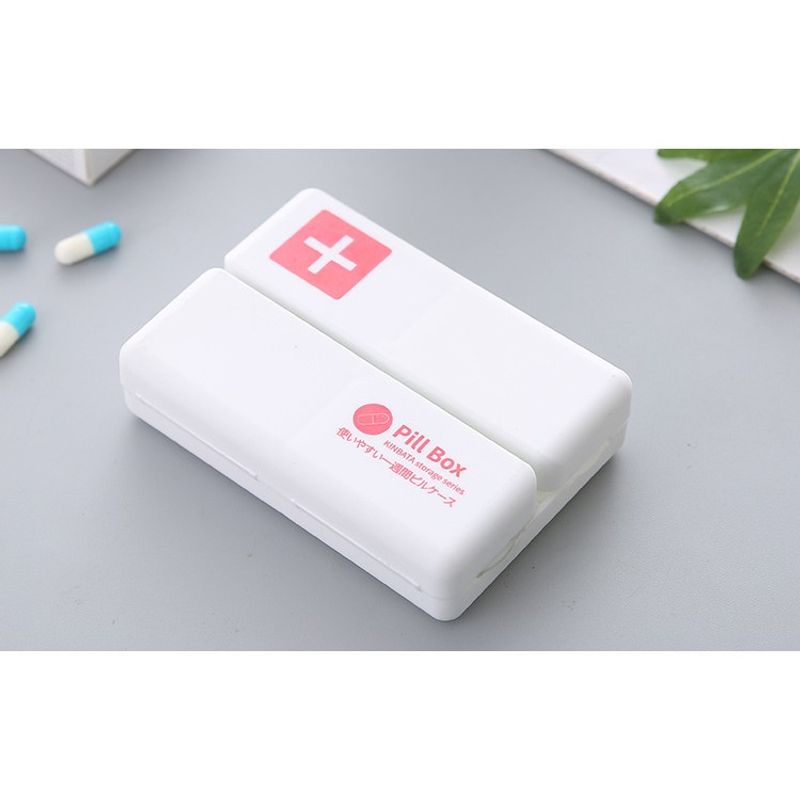 Ingrijire personala si Cosmetice - Sanatate si wellness - Aparate medicale - Accesorii medicale pentru recuperare si tratament - Cutie depozitare medicamente, 7 compartimente sigilate individual, pliabila, portabila, flippy, alb/rosu - Infinity.ro