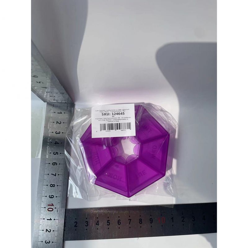 Ingrijire personala si Cosmetice - Sanatate si wellness - Aparate medicale - Accesorii medicale pentru recuperare si tratament - Cutie separator medicamente cu zilele saptamanii, flippy, plastic, 7 compartimente, mov - Infinity.ro