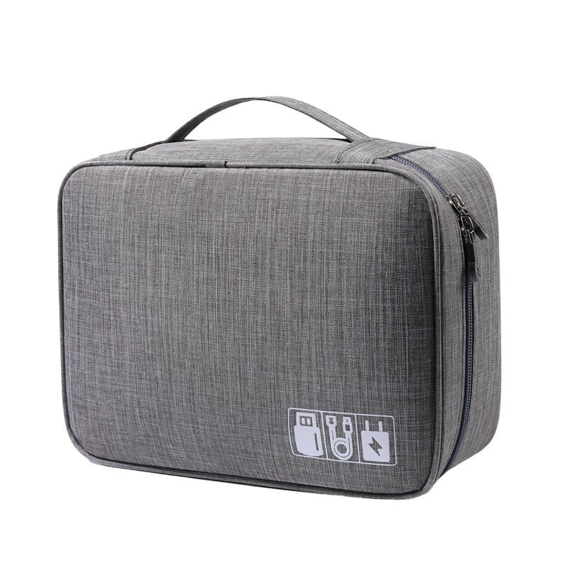 Casa si Gradina - Mobilier - Organizare si depozitare - Cutii depozitare - Geanta organizatoare flippy, pentru cabluri si accesorii, portabila, impermeabila, 24,5 x 18 x10cm, gri - Infinity.ro