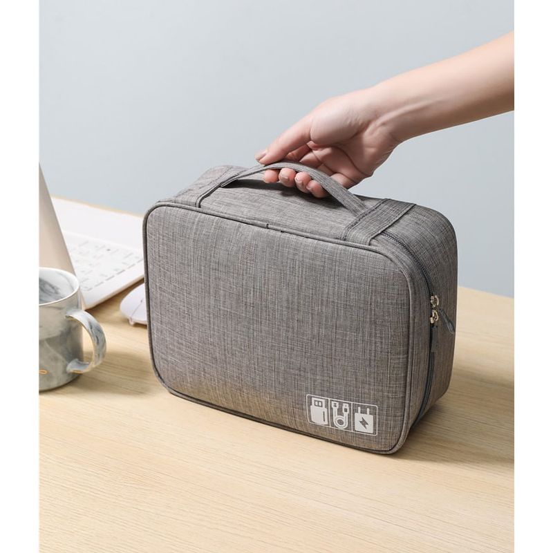 Casa si Gradina - Mobilier - Organizare si depozitare - Cutii depozitare - Geanta organizatoare flippy, pentru cabluri si accesorii, portabila, impermeabila, 24,5 x 18 x10cm, gri - Infinity.ro