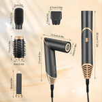 Ingrijire personala si Cosmetice - Aparate & accesorii ingrijire personala - Hair styling - Uscatoare de par - Uscator de par multifunctional 5 in 1, 1000W, 60000 RPM, 200 milioane Ioni Negativi, 3 trepte temperatura, Negru Auriu - Infinity.ro