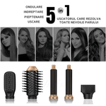 Ingrijire personala si Cosmetice - Aparate & accesorii ingrijire personala - Hair styling - Uscatoare de par - Uscator de par multifunctional 5 in 1, 1000W, 60000 RPM, 200 milioane Ioni Negativi, 3 trepte temperatura, Negru Auriu - Infinity.ro