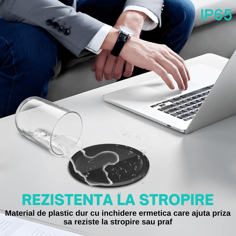 Casa si Gradina - Electrice - Prize - Priza Incastrabila 5 in 1 ATOMKIT® One Z, 3 Prize, 1 Port USB-A, 1 Port USB-C, Incarcare Wireless 15W, Pop-Up, Negru Mat - Infinity.ro