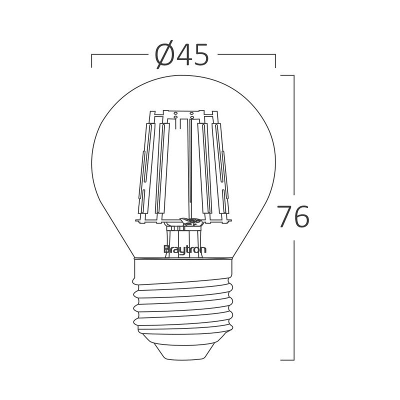 Casa si Gradina - Corpuri si surse de iluminat - Becuri si tuburi neon - Becuri - Bec led sferic Vintage filament 4W (40W), E27, G45, 470lm, lumina calda (2700K), clar, Braytron - Infinity.ro