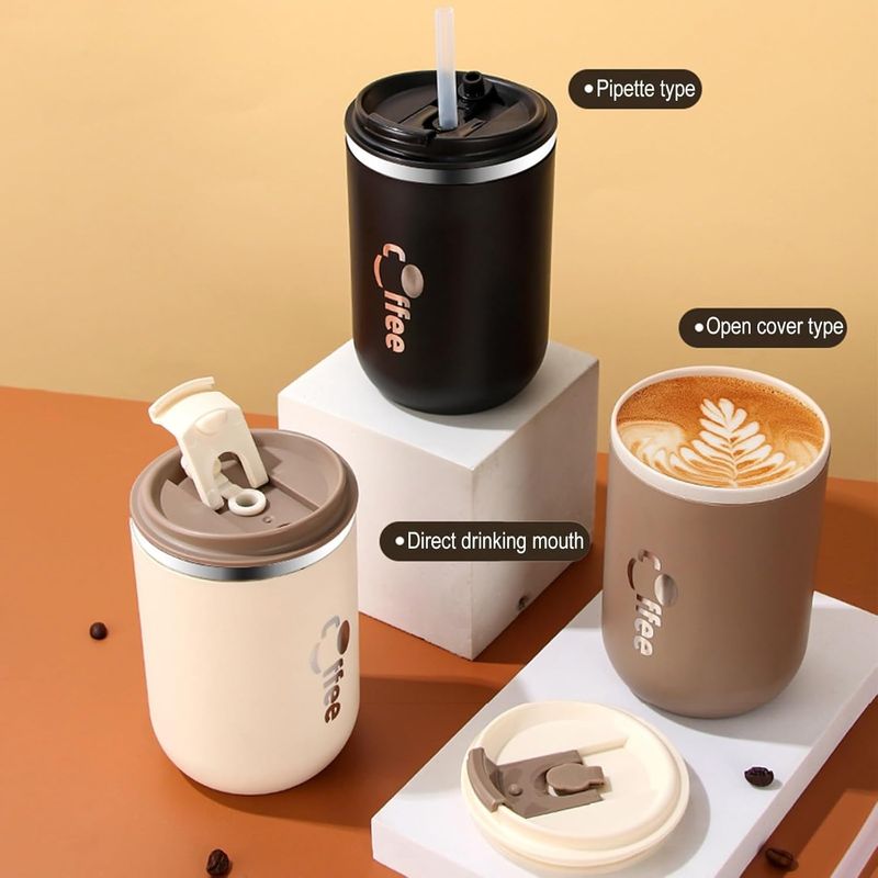 Casa si Gradina - Bucatarie si vesela - Accesorii bar - Termosuri si Cani termos - Cana Termos de 500 ml din Otel Inoxidabil cu Pai - Infinity.ro