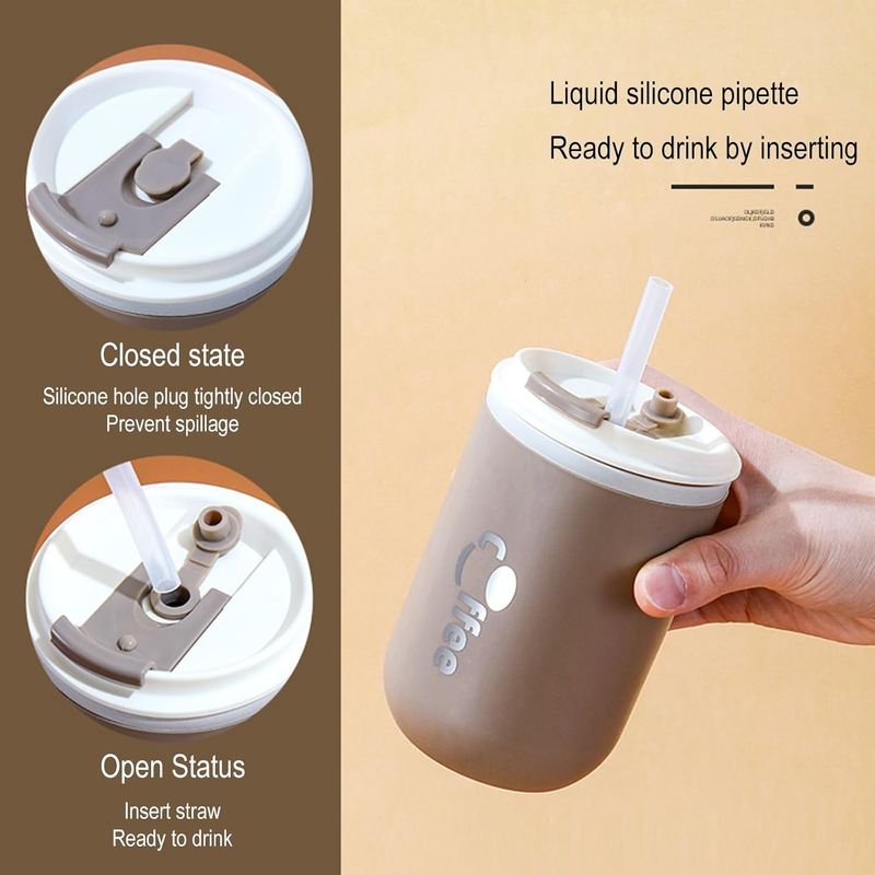 Casa si Gradina - Bucatarie si vesela - Accesorii bar - Termosuri si Cani termos - Cana Termos de 500 ml din Otel Inoxidabil cu Pai - Infinity.ro