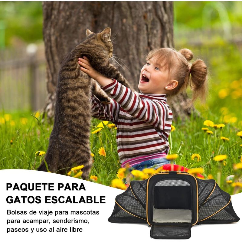 Petshop/Accesorii petshop/Culcusuri si custi/Genti si articole transport - Geanta pentru transport animale mici Manolex®, pliabil, Portabil si respirabil, 45 X 28 X 28CM, Negru/portocaliu - Infinity.ro