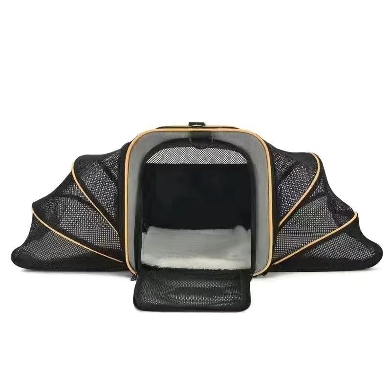 Petshop/Accesorii petshop/Culcusuri si custi/Genti si articole transport - Geanta pentru transport animale mici Manolex®, pliabil, Portabil si respirabil, 45 X 28 X 28CM, Negru/portocaliu - Infinity.ro