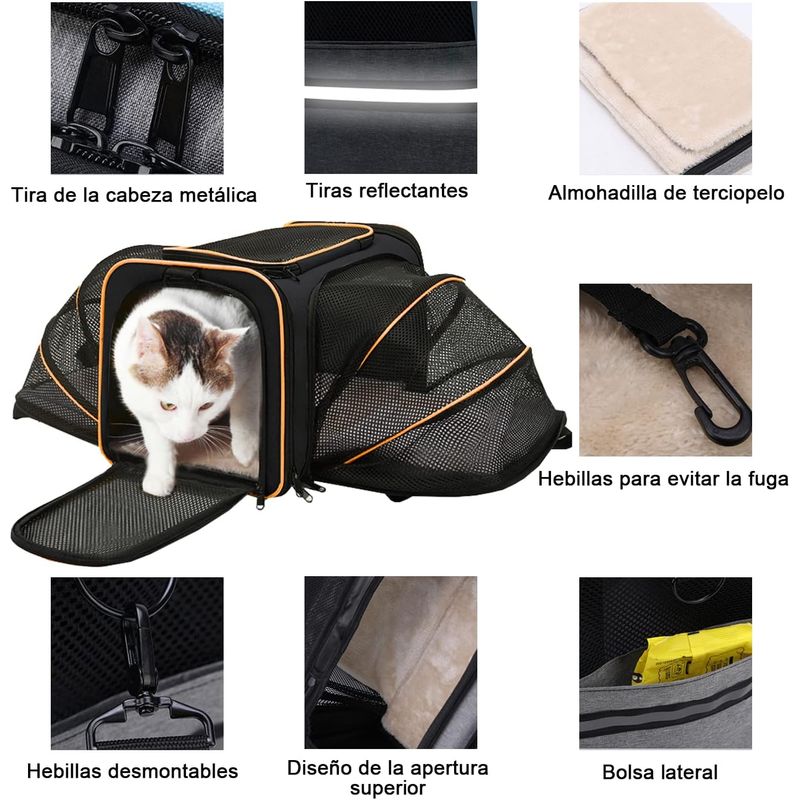 Petshop/Accesorii petshop/Culcusuri si custi/Genti si articole transport - Geanta pentru transport animale mici Manolex®, pliabil, Portabil si respirabil, 45 X 28 X 28CM, Negru/portocaliu - Infinity.ro