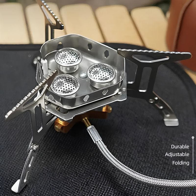 Sport si Outdoor - Camping - Bucatarie de camping - Arzatoare si accesorii - Arzator camping, Putere 6800W, Portabil, Pliabil, Rezistent la vant, Potrivit pentru drumetii si picnic, Argintiu - Infinity.ro