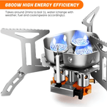 Sport si Outdoor - Camping - Bucatarie de camping - Arzatoare si accesorii - Arzator camping, Putere 6800W, Portabil, Pliabil, Rezistent la vant, Potrivit pentru drumetii si picnic, Argintiu - Infinity.ro