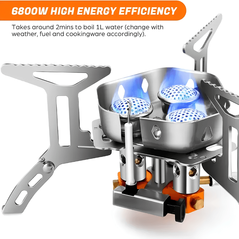 Sport si Outdoor - Camping - Bucatarie de camping - Arzatoare si accesorii - Arzator camping, Putere 6800W, Portabil, Pliabil, Rezistent la vant, Potrivit pentru drumetii si picnic, Argintiu - Infinity.ro