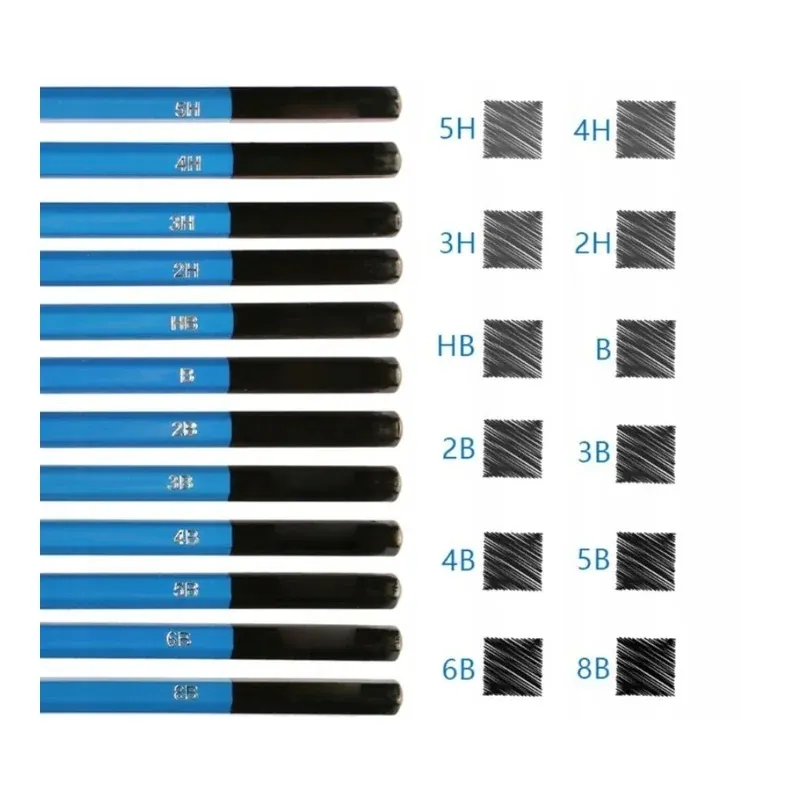 Carti si Birotica - Birotica - Instrumente de scris - Creioane - Set creioane pentru schite si desen H&B, 26 in 1, Gonga® Albastru - Infinity.ro