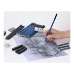 Carti si Birotica - Birotica - Instrumente de scris - Creioane - Set creioane pentru schite si desen H&B, 26 in 1, Gonga® Albastru - Infinity.ro
