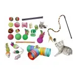 Petshop - Accesorii petshop - Jucarii animale - Jucarii interactive animale - Set 21 Jucarii pentru Pisici, Tunel, mingii, soareci, undita, Gonga® Multicolor - Infinity.ro