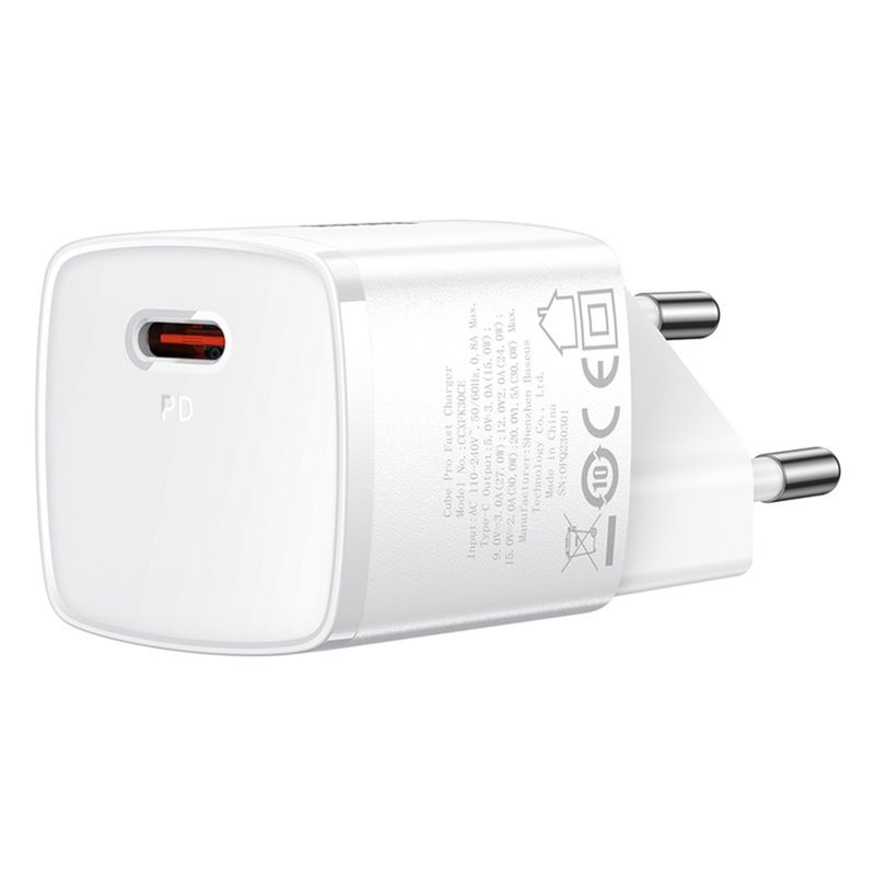 Laptop, Telefoane si Tablete - Telefoane mobile si accesorii - Accesorii Telefoane - Incarcatoare telefoane - Incarcator EU Type-C, 30W - Baseus Cube Pro (CCXF000302) - Alb - Infinity.ro