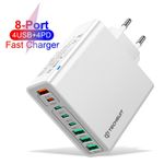 Laptop, Telefoane si Tablete - Telefoane mobile si accesorii - Accesorii Telefoane - Incarcatoare telefoane - Incarcator Priza 4 x USB, 4 X Type-C, Fast Charging, 65W - Techsuit (CHPD224) - Alb - Infinity.ro