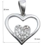 Fashion, accesorii si bijuterii - Femei - Bijuterii femei - Pandantive femei - Pandantiv, jolie silver, argint 925, model inima in inima, pietre zirconiu, 20 x 15 mm, 1.2 g - Infinity.ro
