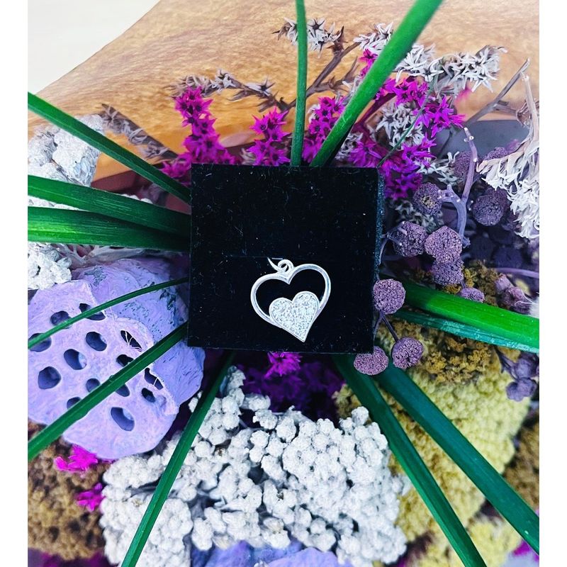 Fashion, accesorii si bijuterii - Femei - Bijuterii femei - Pandantive femei - Pandantiv, jolie silver, argint 925, model inima in inima, pietre zirconiu, 20 x 15 mm, 1.2 g - Infinity.ro