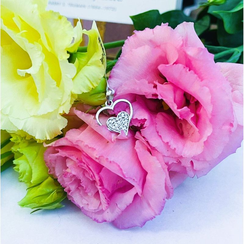Fashion, accesorii si bijuterii - Femei - Bijuterii femei - Pandantive femei - Pandantiv, jolie silver, argint 925, model inima in inima, pietre zirconiu, 20 x 15 mm, 1.2 g - Infinity.ro