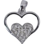 Fashion, accesorii si bijuterii - Femei - Bijuterii femei - Pandantive femei - Pandantiv, jolie silver, argint 925, model inima in inima, pietre zirconiu, 20 x 15 mm, 1.2 g - Infinity.ro