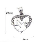 Fashion, accesorii si bijuterii - Femei - Bijuterii femei - Pandantive femei - Pandantiv, jolie silver, argint 925, model inima cu porumbel, 20 x 15 mm, 1.5 g - Infinity.ro