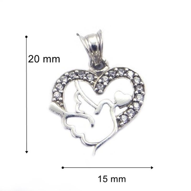 Fashion, accesorii si bijuterii - Femei - Bijuterii femei - Pandantive femei - Pandantiv, jolie silver, argint 925, model inima cu porumbel, 20 x 15 mm, 1.5 g - Infinity.ro
