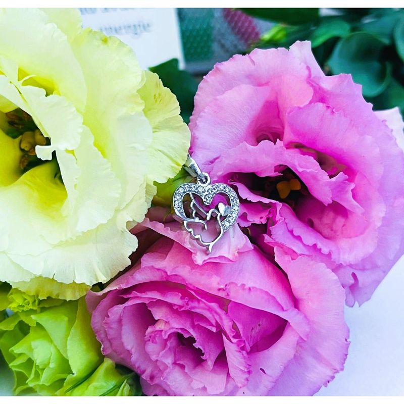 Fashion, accesorii si bijuterii - Femei - Bijuterii femei - Pandantive femei - Pandantiv, jolie silver, argint 925, model inima cu porumbel, 20 x 15 mm, 1.5 g - Infinity.ro