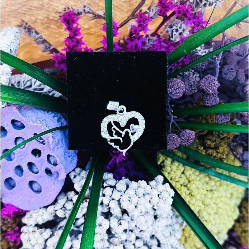 Fashion, accesorii si bijuterii - Femei - Bijuterii femei - Pandantive femei - Pandantiv, jolie silver, argint 925, model inima cu porumbel, 20 x 15 mm, 1.5 g - Infinity.ro