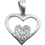Fashion, accesorii si bijuterii - Femei - Bijuterii femei - Pandantive femei - Pandantiv, jolie silver, argint 925, model inima in inima, pietre zirconiu, 20 x 15 mm, 1.2 g - Infinity.ro