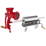 Electronice si Electrocasnice - Electrocasnice bucatarie - Mixere, tocatoare & roboti de bucatarie - Masini de tocat - Masina de umplut carnati volum 4kg, 5 palnii incluse, orizontal din inox, masina de tocat carne nr 10 - Infinity.ro